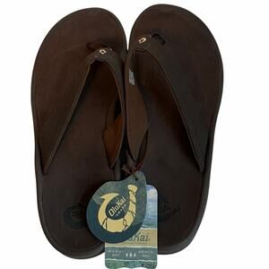 NWT OluKai Ohana Dark Java Brown Sandals Flip Flops Women's Size 11 /42.5